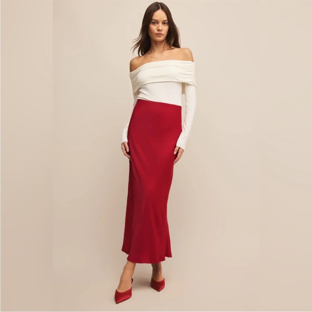 Z Supply Europa Maxi Skirt Haute Red Satin  Size XS